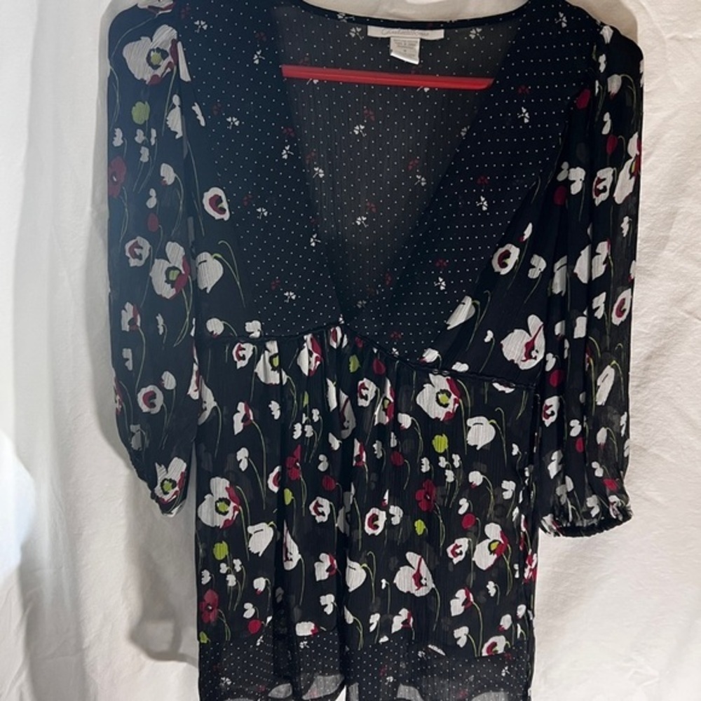 Charlotte Russe Black Floral Sheer Blouse